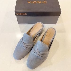 VIONIC Plaza Presley Charcoal Suede Heeled Mule